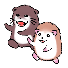 [LINEスタンプ] カワウソん＆ハリネズん 