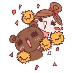 [LINEスタンプ] おだんごGirl ＆ クマ スタンプ 