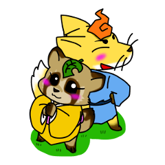 [LINEスタンプ] タヌキちゃんとキツネくん 