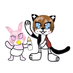 [LINEスタンプ] キャット＆ベビーラビット 