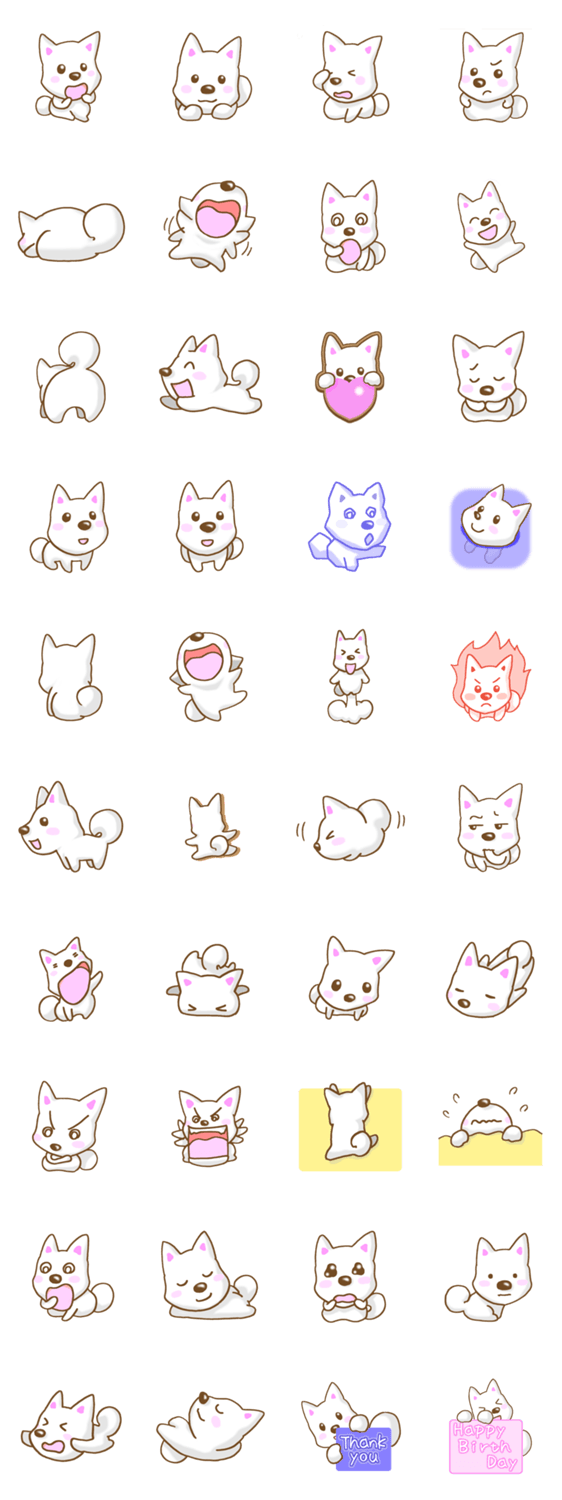 白犬さんスタンプのスタンプ詳細