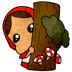 [LINEスタンプ] カゴと靴を忘れた赤ずきんちゃんとオオカミ fetchpriority=high