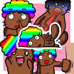 [LINEスタンプ] 虹色アフロたぬき 