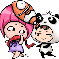[LINEスタンプ] クマちゃんとさかなちゃんの1日 