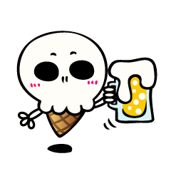 [LINEスタンプ] アイスクリームスカル（バニラ味） 
