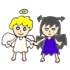 [LINEスタンプ] ごきげん天使＆ふきげん悪魔 