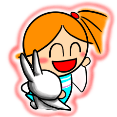 [LINEスタンプ] ウサギと女の子 