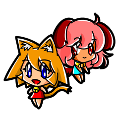 [LINEスタンプ] にゃん娘とわん娘