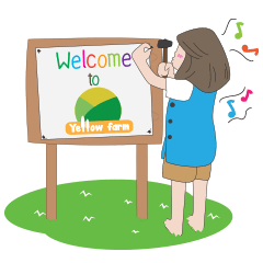 [LINEスタンプ] On the head in yellow farm 