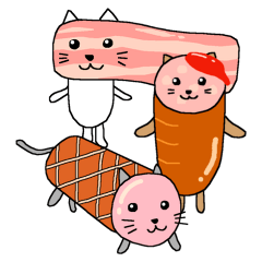[LINEスタンプ] ハム・ベーコン・ウィンナー猫大集合 