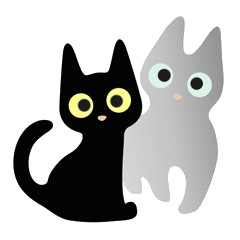 [LINEスタンプ] クロネコ幸（コー）とギンネコ運（ウン） 