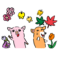 [LINEスタンプ] 豚の赤ちゃん季節ver.マギーも一緒 