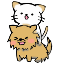[LINEスタンプ] 上からにゃんこ・下からわんこ 