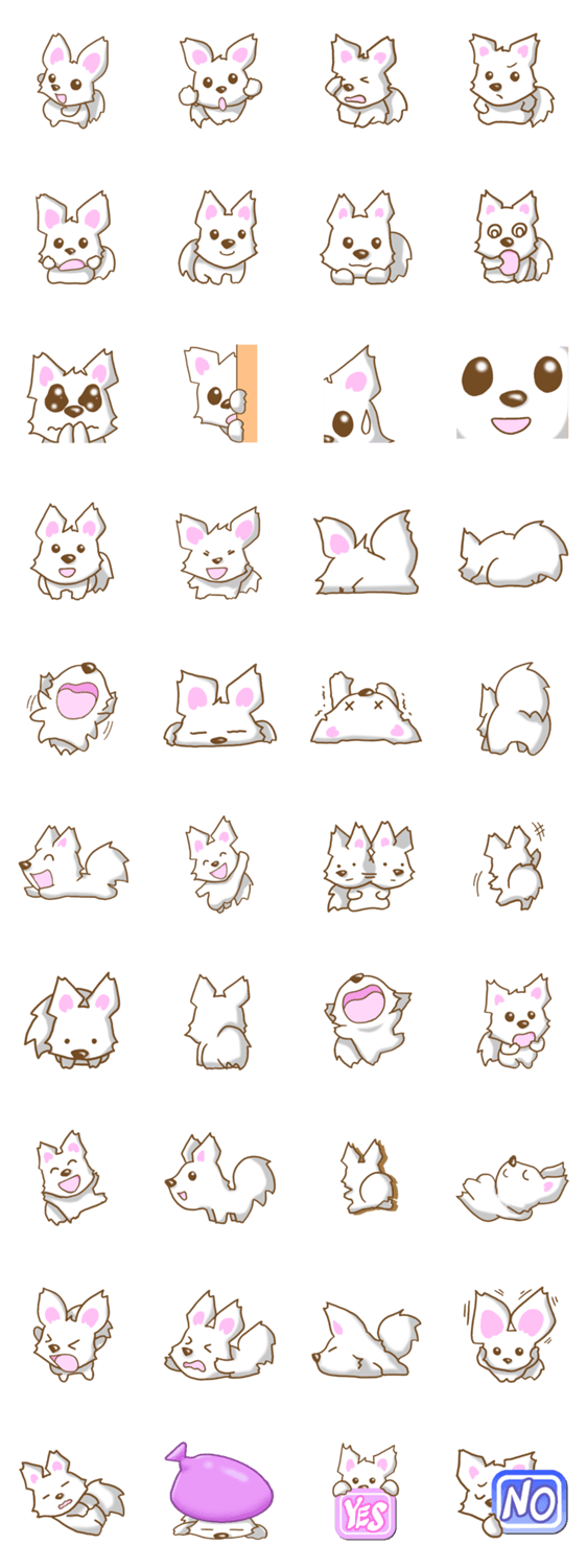 白チワワ 犬スタンプのスタンプ詳細