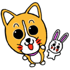 [LINEスタンプ] スマイル！コーギー犬とウサギさん。 fetchpriority=high