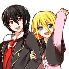 [LINEスタンプ] エルフ系少女と三つ編み系男子 