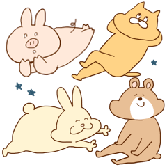 [LINEスタンプ] だらだらした動物たち 
