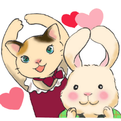 [LINEスタンプ] 半てんうさぎと仲間たち 