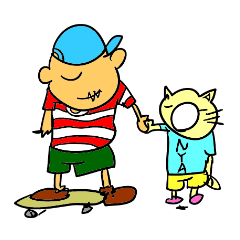 [LINEスタンプ] たっくんと飼い猫のスパニャ 
