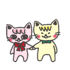 [LINEスタンプ] 桃猫＆黄猫 