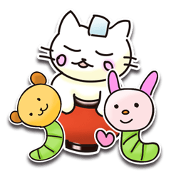 [LINEスタンプ] 入飯猫とうさぎ虫とくま虫 