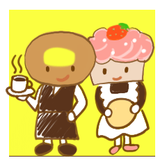 [LINEスタンプ] ドーナツくんとカップケーキちゃん 