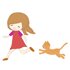 [LINEスタンプ] 小さな女の子のルミールと猫のキャラメル 