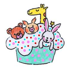 [LINEスタンプ] ラブリーな動物のカップケーキ 
