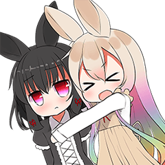 [LINEスタンプ] ニジイロうさぎとモノクロうさぎ その2 