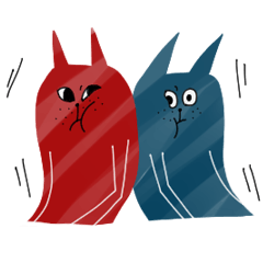 [LINEスタンプ] あかい猫とあおい猫 