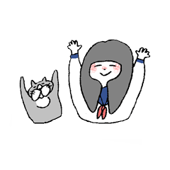[LINEスタンプ] 猫と女の子 