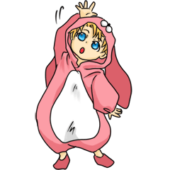 [LINEスタンプ] うさぎの着ぐるみを着た男の子 