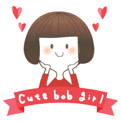 [LINEスタンプ] Cute bob girl fetchpriority=high