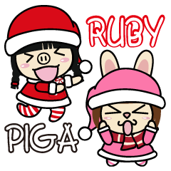 [LINEスタンプ] Sisters Piga and Ruby Merry Xmas 
