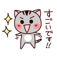 [LINEスタンプ] 食いしん坊ねこ「まめ太」の敬語スタンプ fetchpriority=high